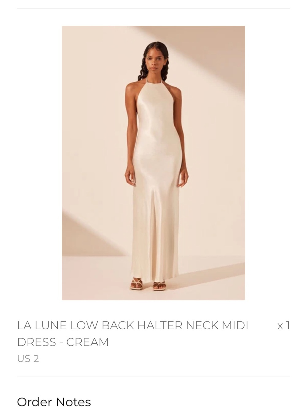 Shona Joy Cream Low-Back Halter Midi Dress